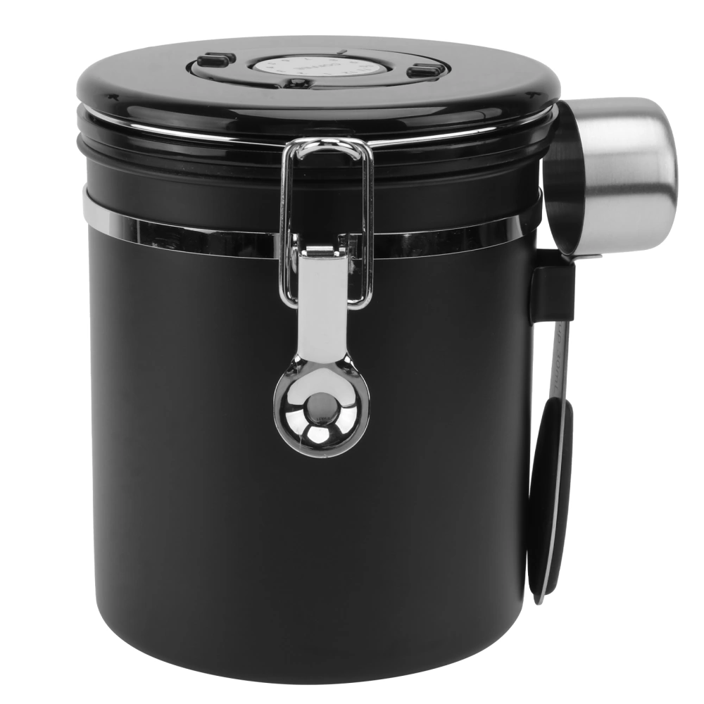 1pc Stainless Steel Sealed Storage Can Delicate Storage Container (Black)