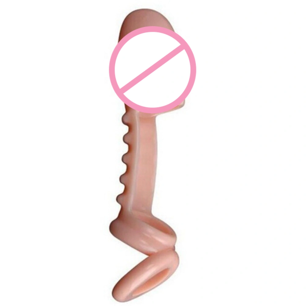 Flexible Penis Sleeve with Ring Extender Condom Sex Stimulator Massager Sexual Toy for Men(Skin Color)