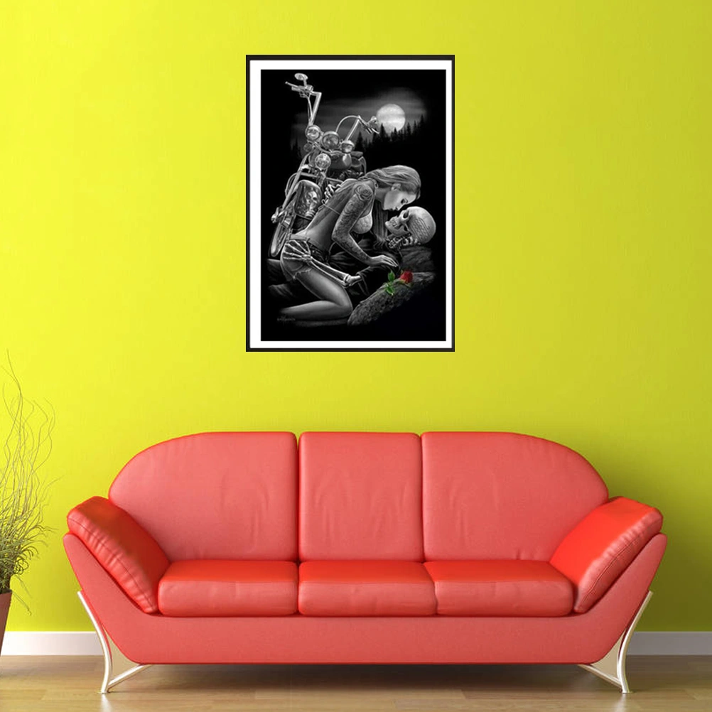 Beads Painting Girl and Skull Pattern Cross Stitch Painting by Diamond Home Ornaments Z324