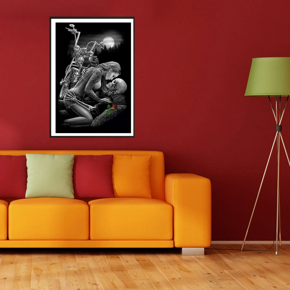 Beads Painting Girl and Skull Pattern Cross Stitch Painting by Diamond Home Ornaments Z324