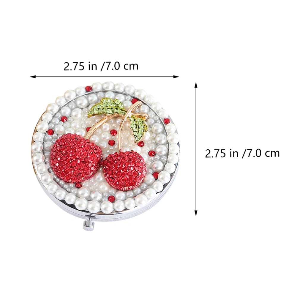 Cherry Pattern Dual-side Cosmetics Mirror Foldable Small Pocket Makeup Mirror