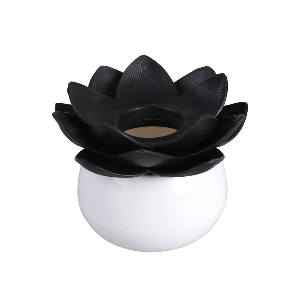 Plastic Lotus Cotton Swab Box Cotton Bud Organizer Toothpicks Holder (Black)