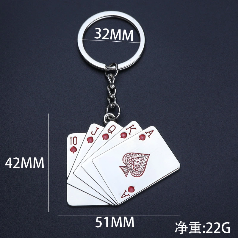 2Pcs Poker Card Pendant Keychain Decorative Playing Card Pendant Keychain Hanging Keyring