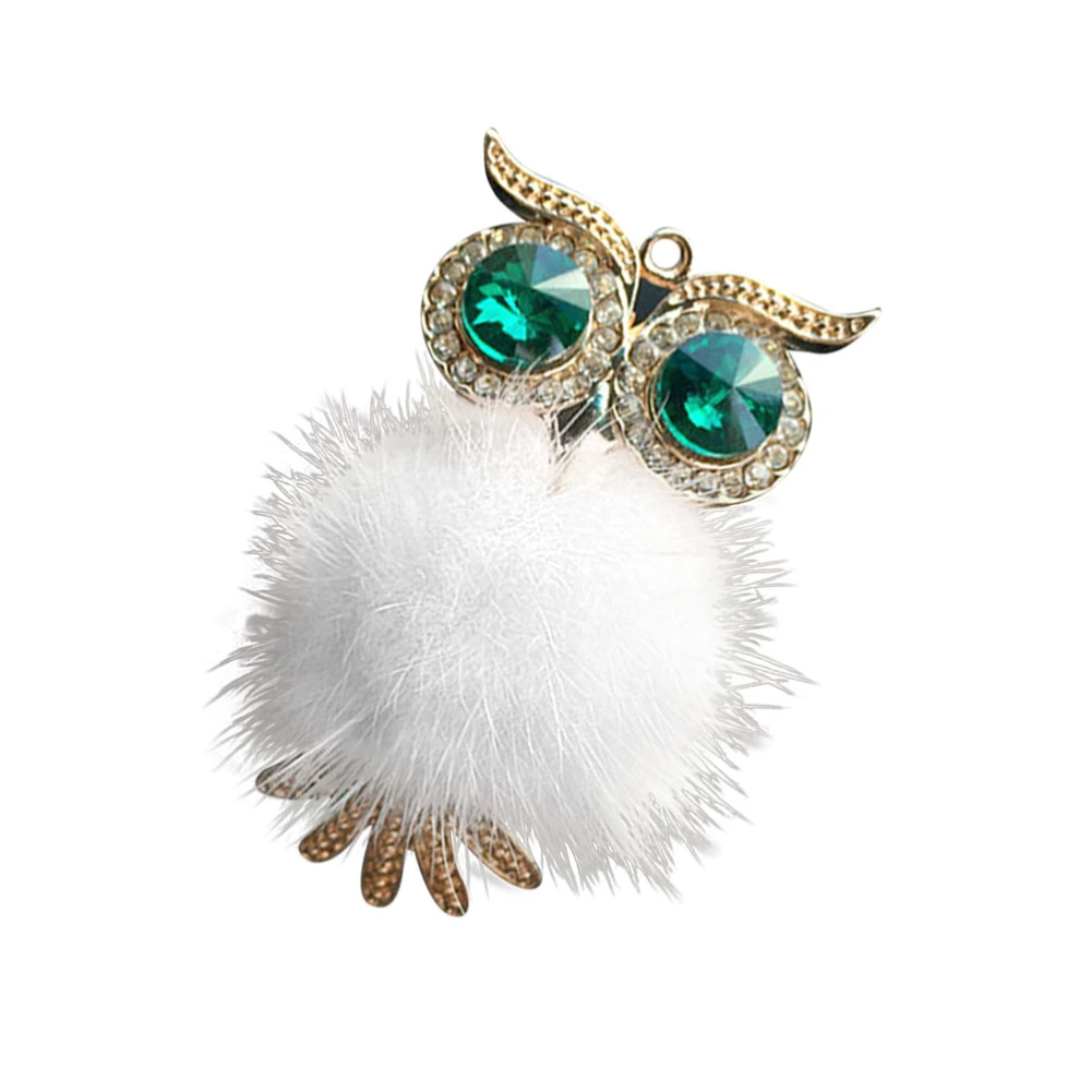 Rhinestone Owl with Pompon Car Perfume Clip Decorative Aromatherapy Essential Oil Diffuser Vent Clip for Auto Vehicle (White)