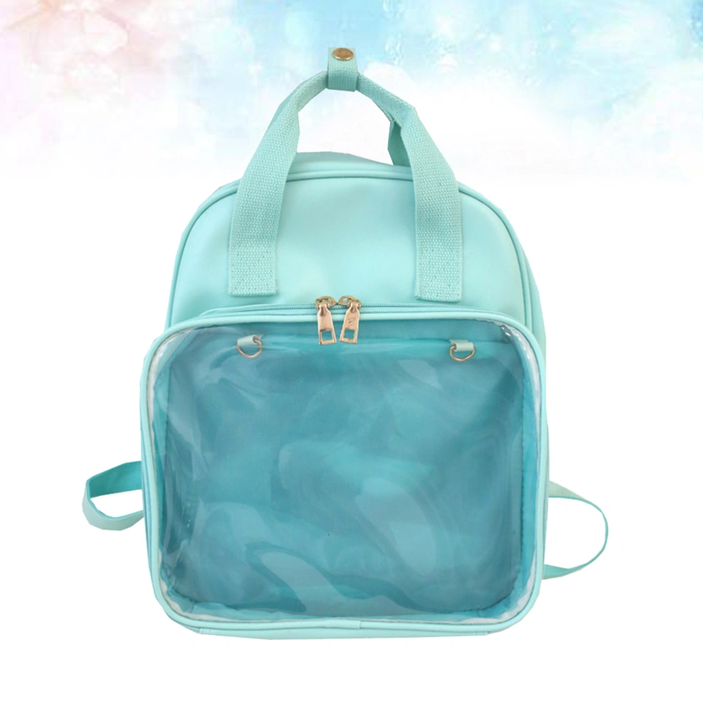 PVC Backpack School Shoulder Bag Candy Color Satchel Fashion Book Bag Travel Backpack for Kids Girls Women (Green)