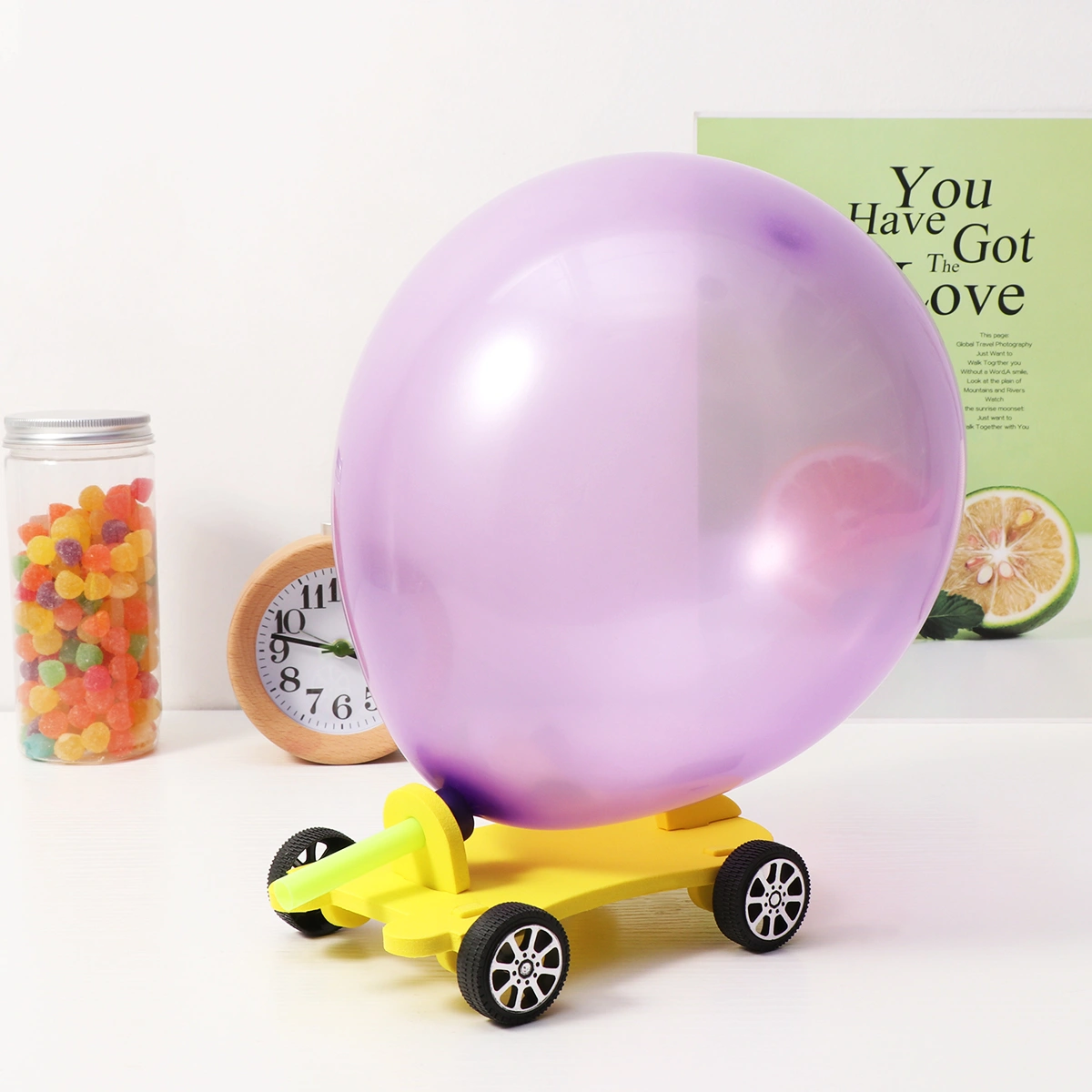 TOYMYTOY Scientific DIY Balloon Car Children's Educational DIY Assembly Model Toys Set for Kids