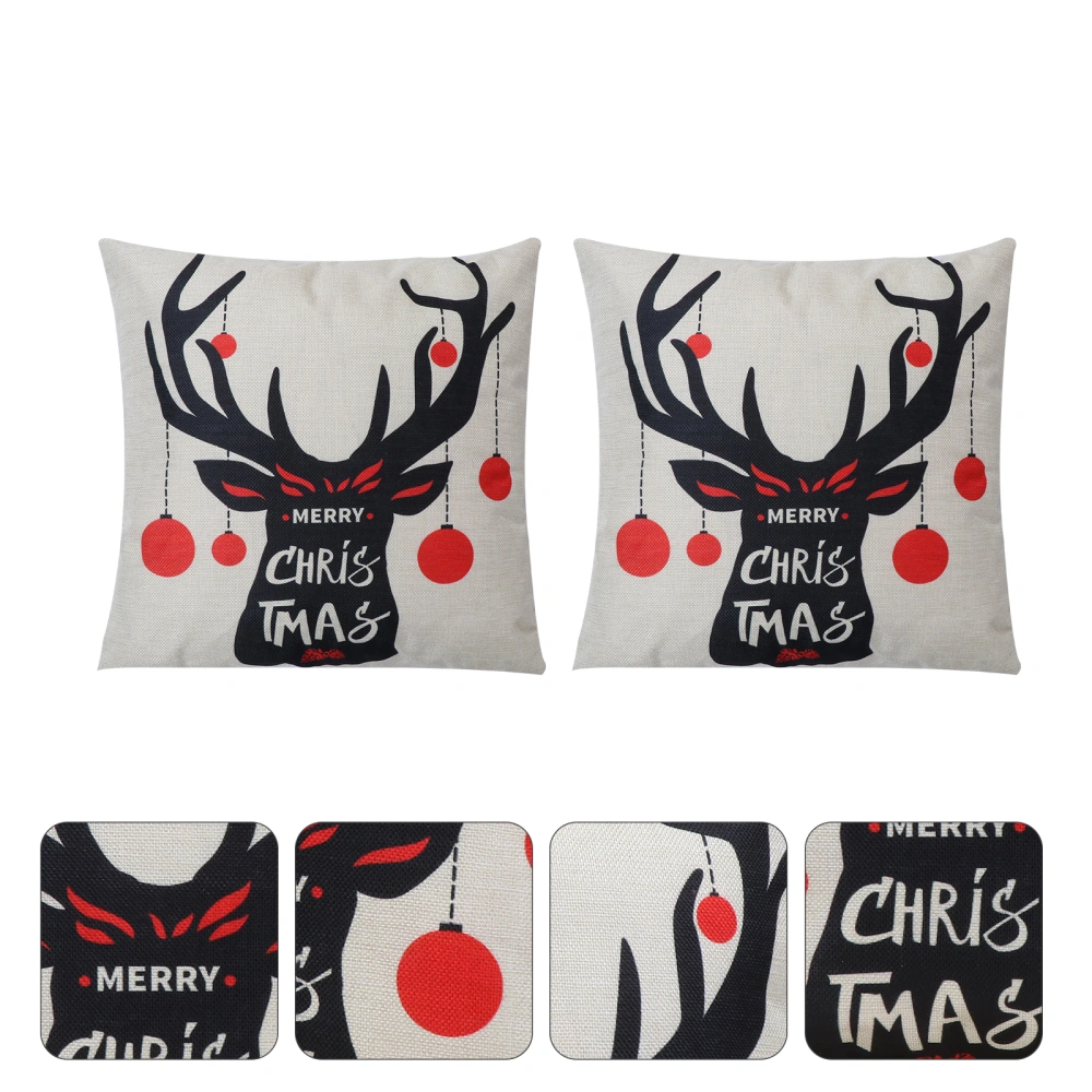 2Pcs Pillowcase Pillow Cover Sofa Pillow Case Christmas Cushion Cover