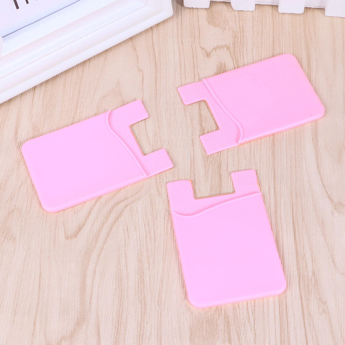 3pcs Cell Phone Pouch Holder Case Back Fashion Adhesive Sticker Cover (Pink)