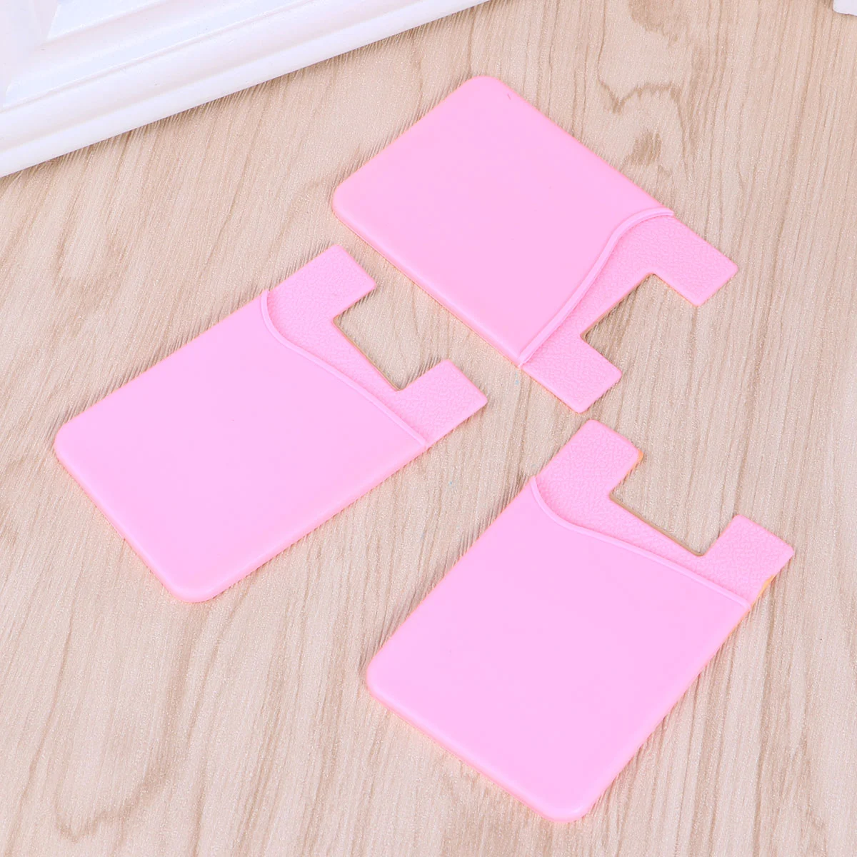 3pcs Cell Phone Pouch Holder Case Back Fashion Adhesive Sticker Cover (Pink)