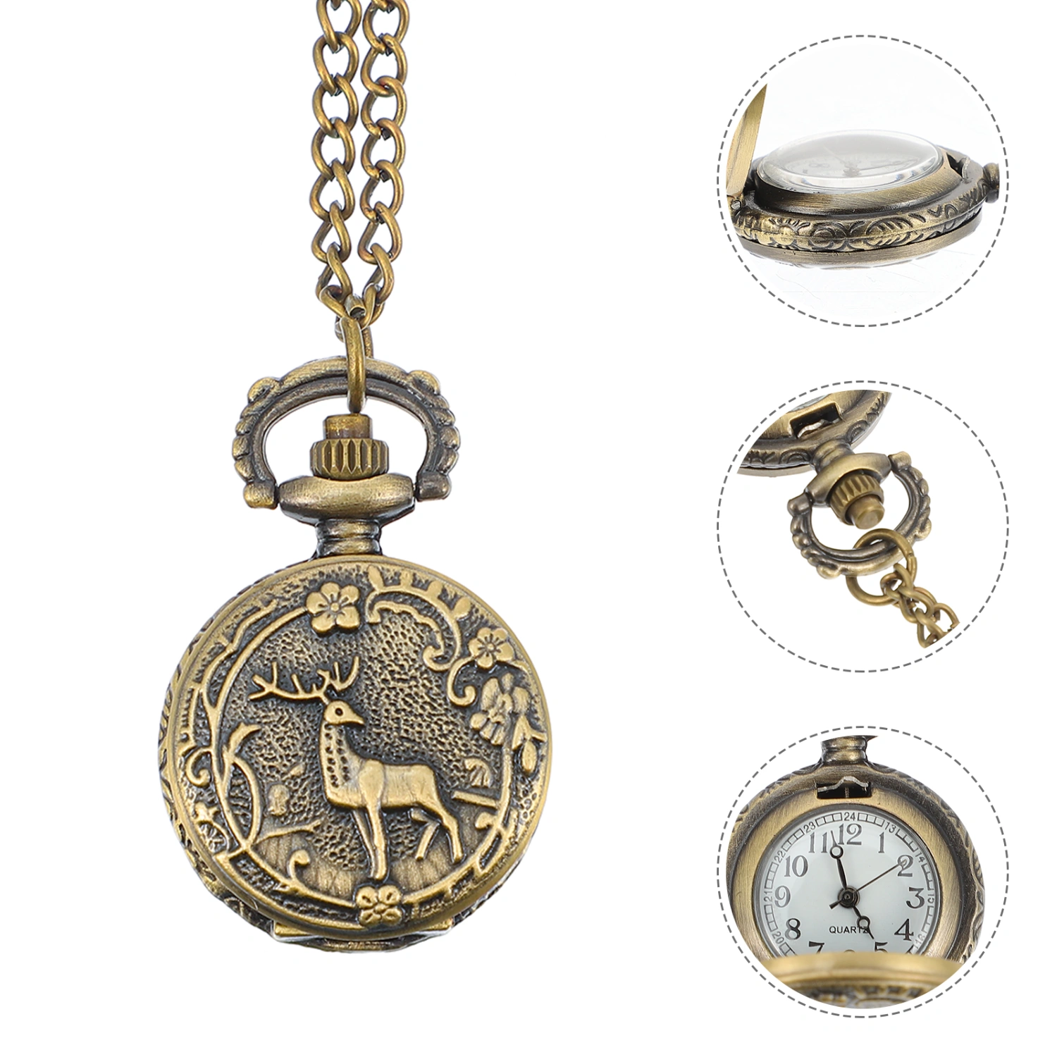 1pc Vintage Elk Pocket Watch Durable All-Match Pocket Watch Elk Hanging Watch