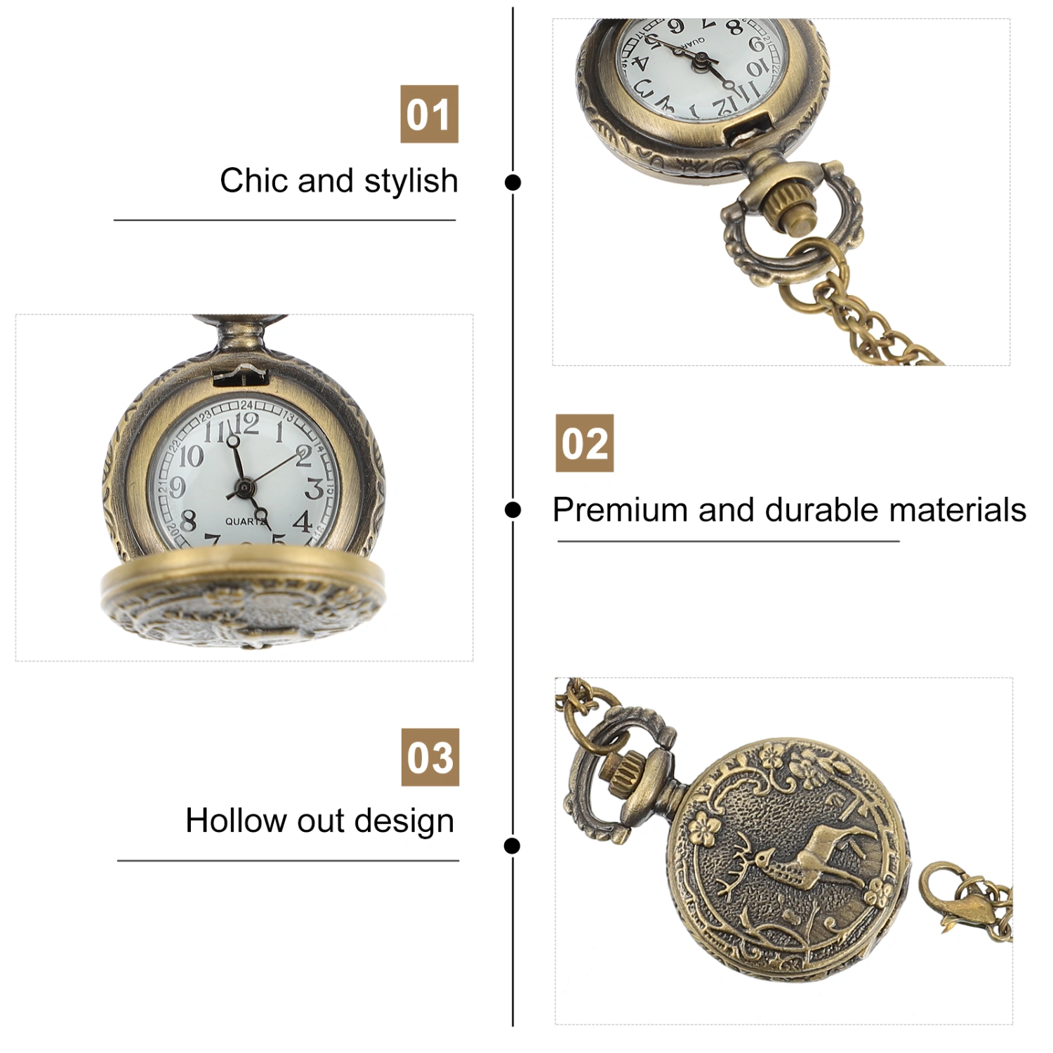 1pc Vintage Elk Pocket Watch Durable All-Match Pocket Watch Elk Hanging Watch