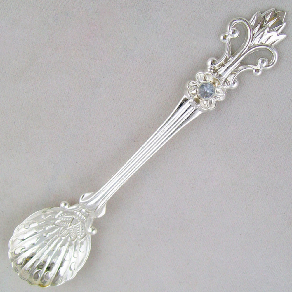 8pcs Orris Pattern Carved Coffee Spoons Vintage Alloy Scoop Stirring Spoon Tableware for Iced Tea Ice Cream Cocktail Soup (Large, Silver)