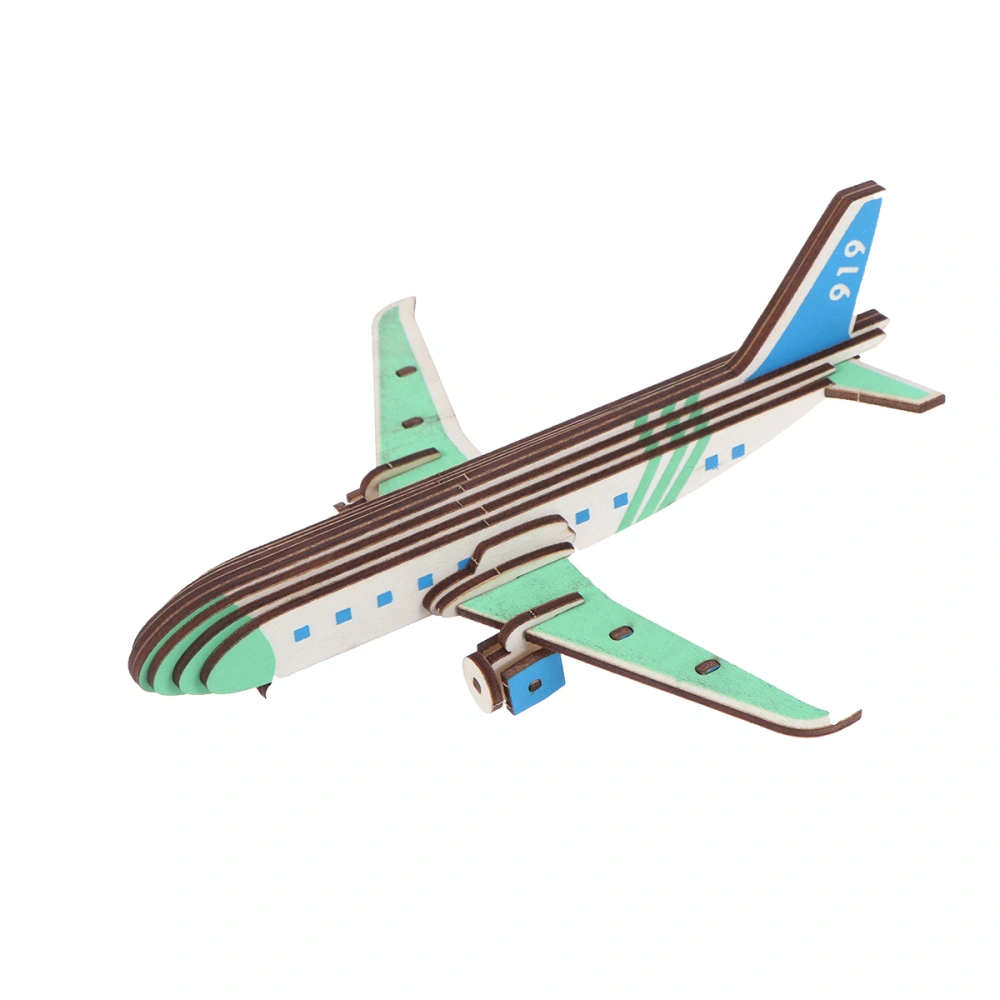 Wooden 3D Puzzles Wood Chip Assemble Aircrafts Model Puzzles Toys for Kids (Passenger Plane)