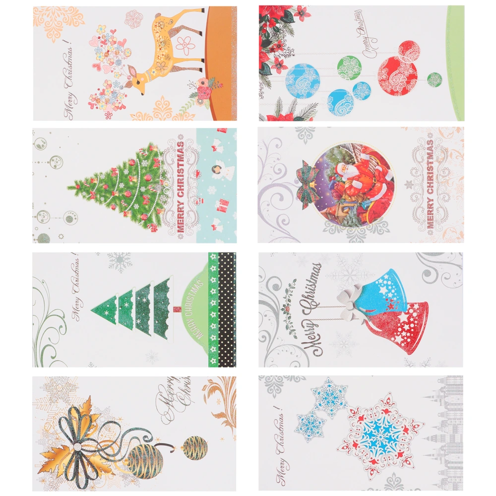 8pcs Adorable Two-fold Christmas Cards Message Cards Invitation Party Supplies