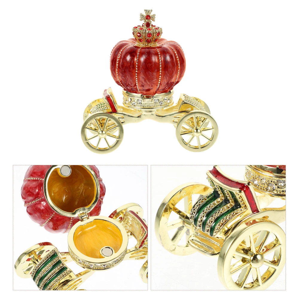 Pumpkin Carriage Jewelry Box Alloy Enameled Trinket Container Jewelry Box