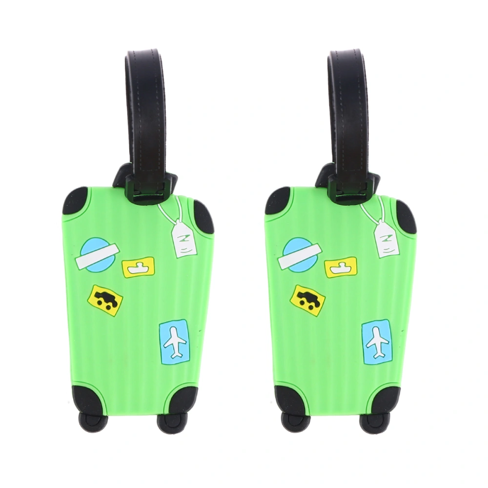 2pcs Travel Accessories PVC Polyethylene Luggage Tags Suitcase ID Address Label Baggage Travel Tag(Green)