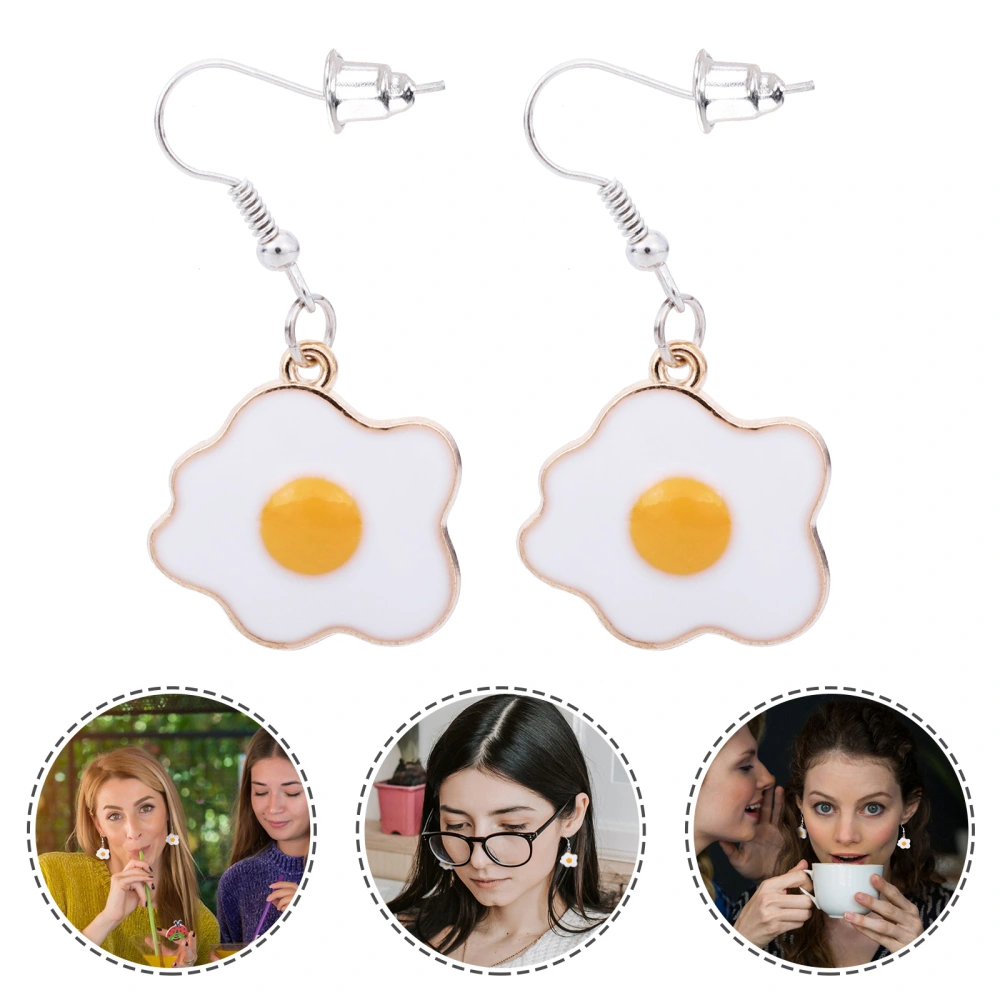 1 Pair Poached Egg Dangle Eardrop Earrings Food Charm Excellent Ear Jewelry Gift