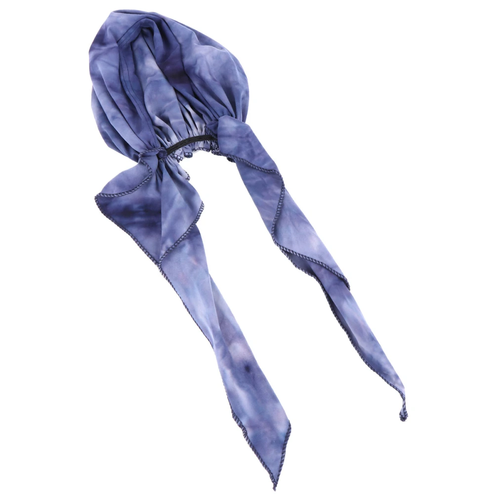 Tie-dyed Flower Cloth Hat Muslim Turban Pure Cotton Double-sided Printing Headwear (Royal Blue, Middle Size, 56-58cm)