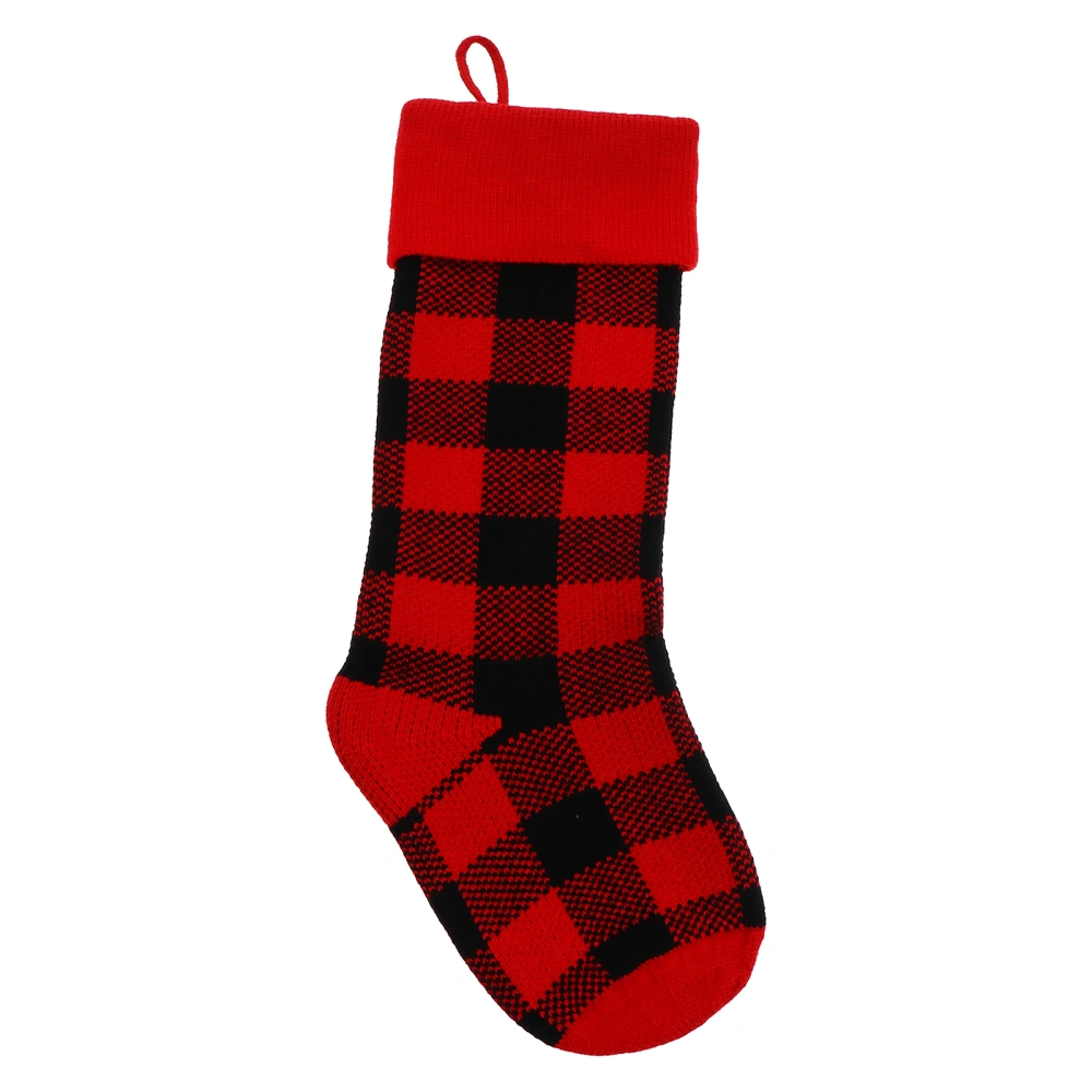 1Pc Christmas Stocking Gift Bag Christmas Tree Classic Plaid Sock Pendant