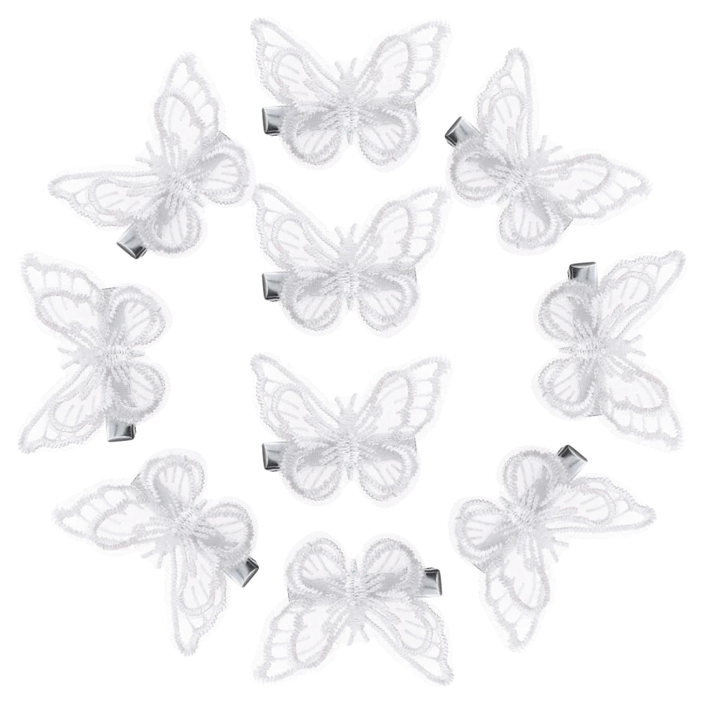 10Pcs Butterflies Hair Clip Lace Embroidery Butterflies Hairpin Hair Accessories