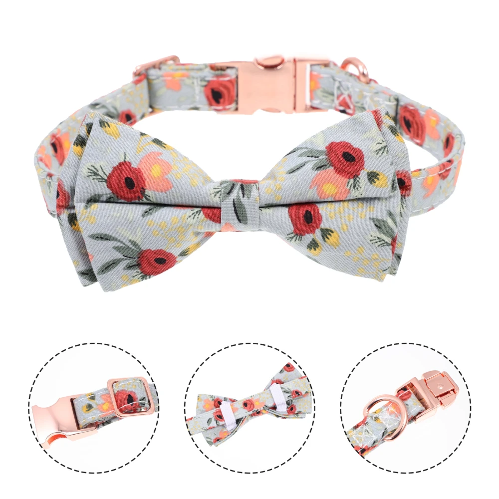 Dog Collar with Bow Tie Pet Puppy Collar Flower Pattern Pet Collar Kitten Collar Decor