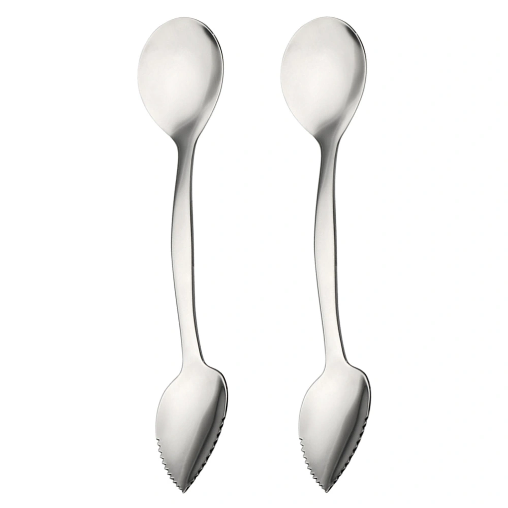 2PCS Stainless Steel Grapefruit Spoons Double-head Digging Scoop Multipurpose Fruit Vegetable Spoons