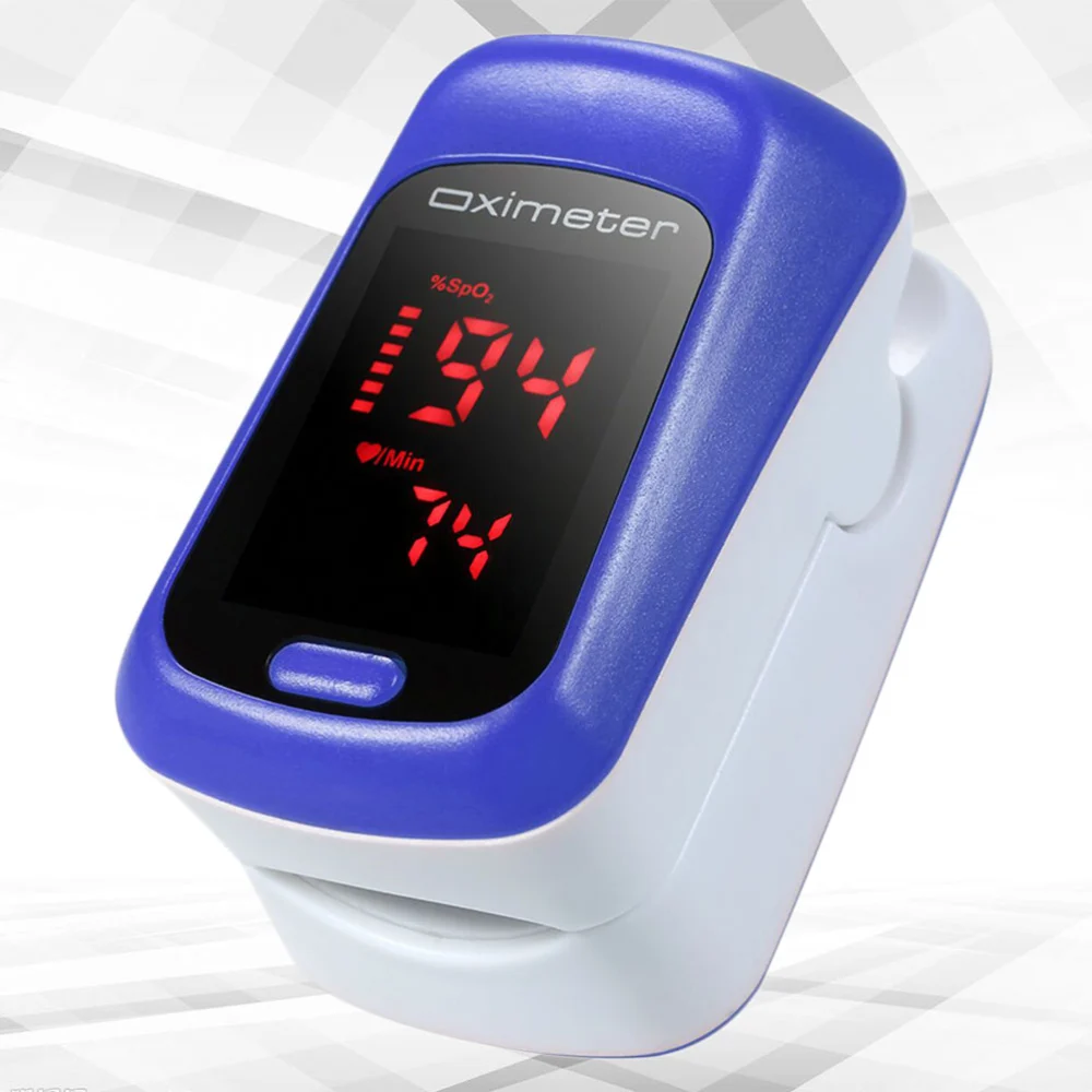 1Pc Fingertip Pulse Oximeter Blood Pressure Oximetry Heart Rate Monitor without Battery (Blue)