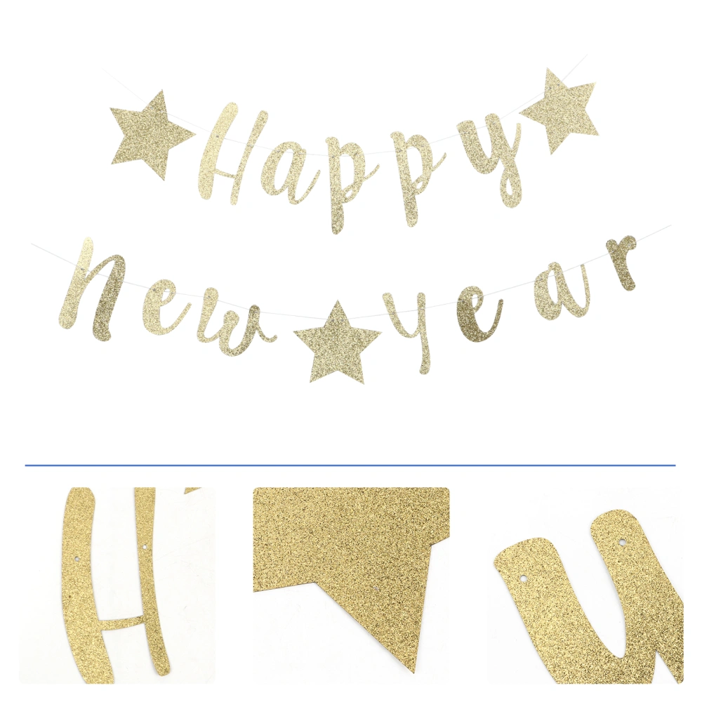 1 Set Happy New Year Hanging Banner Celebration Sign Banner Party Layout Props