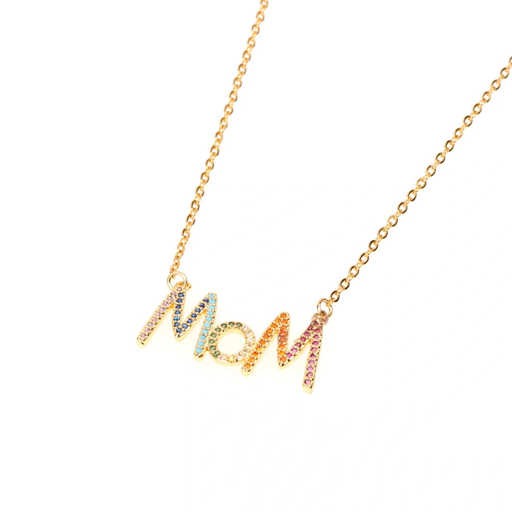 Rhinestone Necklace Colorful Zircon Necklace Mother Gift Beautiful Mother's Day Pendant for Woman