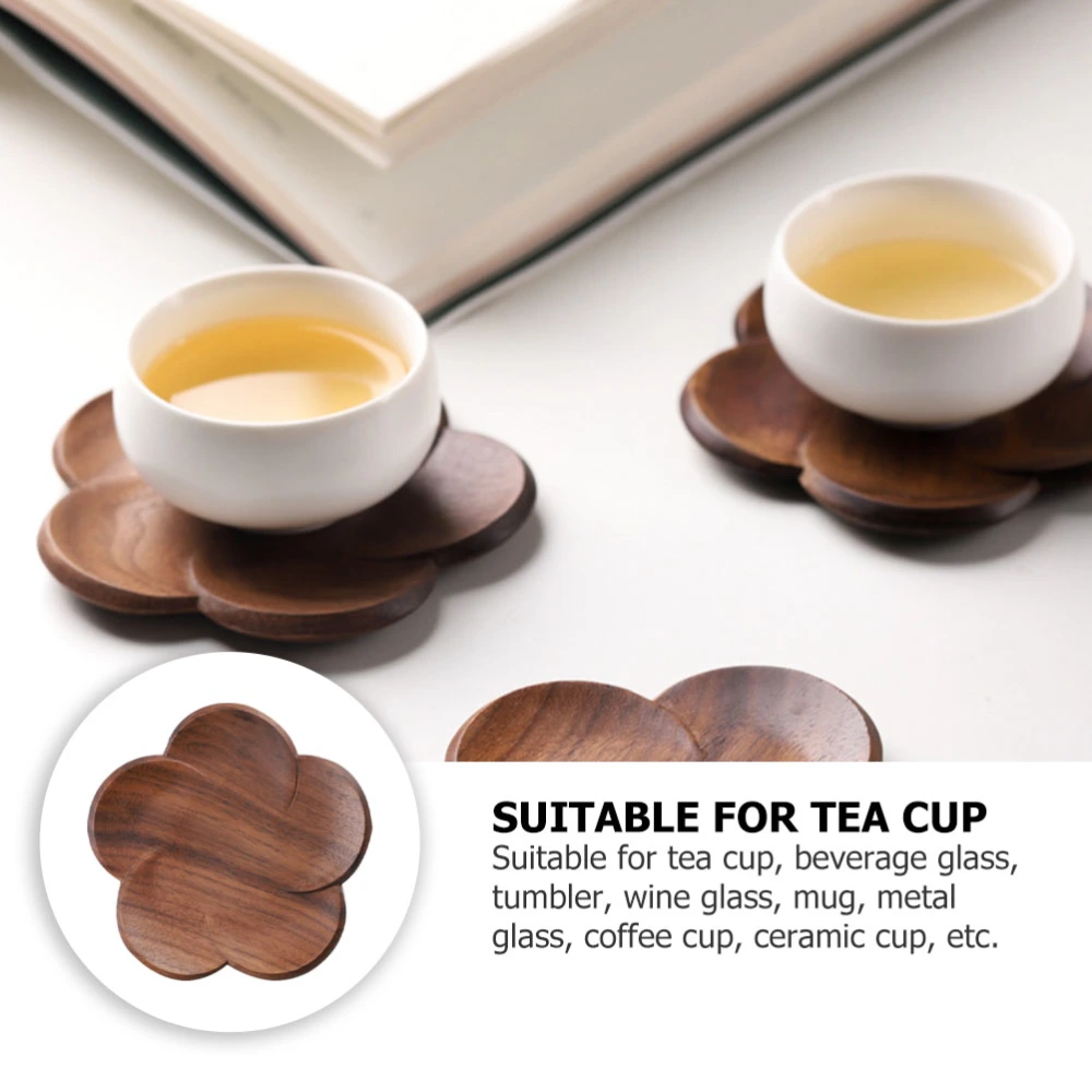 1pc Wooden Flower Shaped Coasters Tea Cup Mats Dining Table Heat Resistant Mat