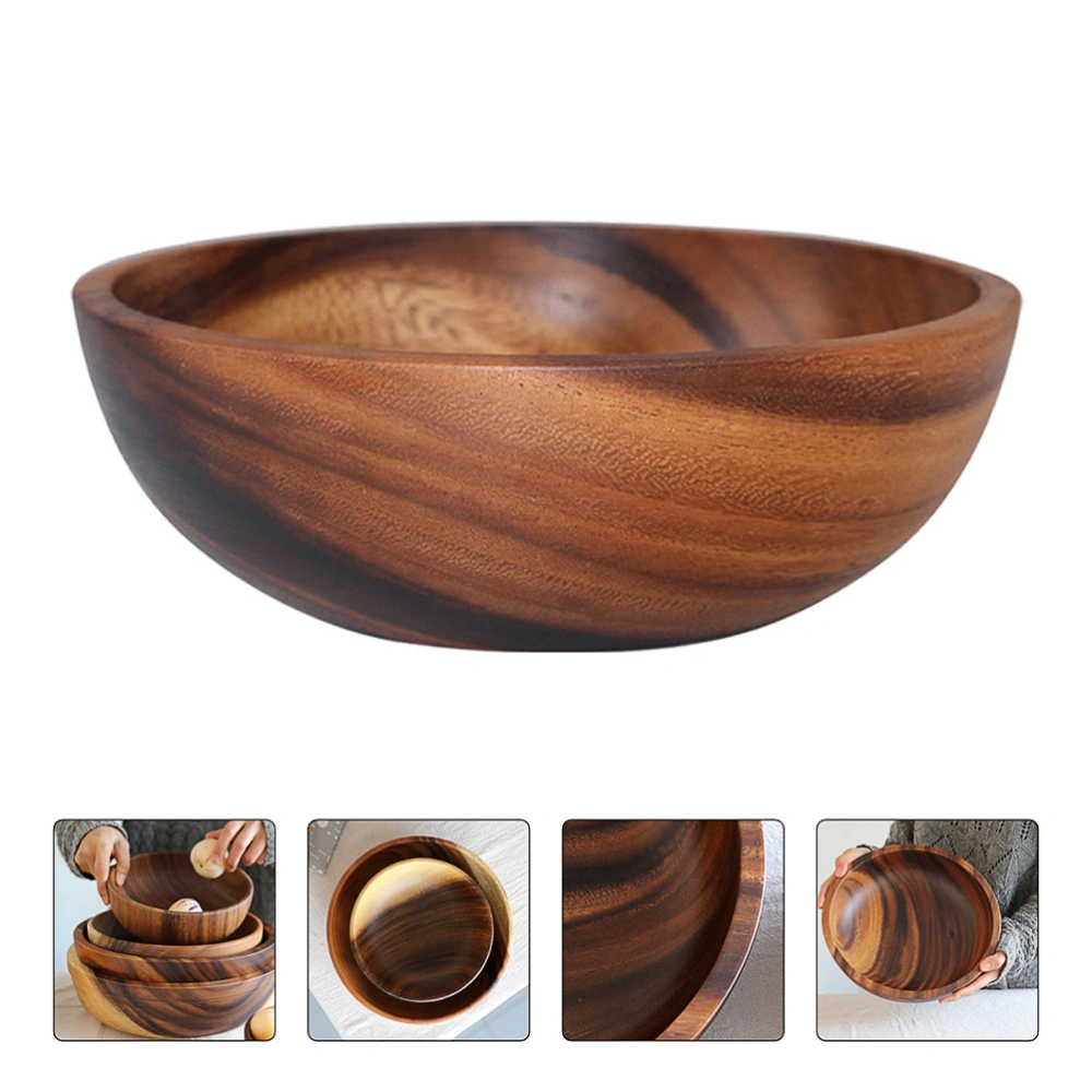 1pc 22X7.5CM Practical Wooden Cutlery Household Basin Fruit Bowl Salad Bowl