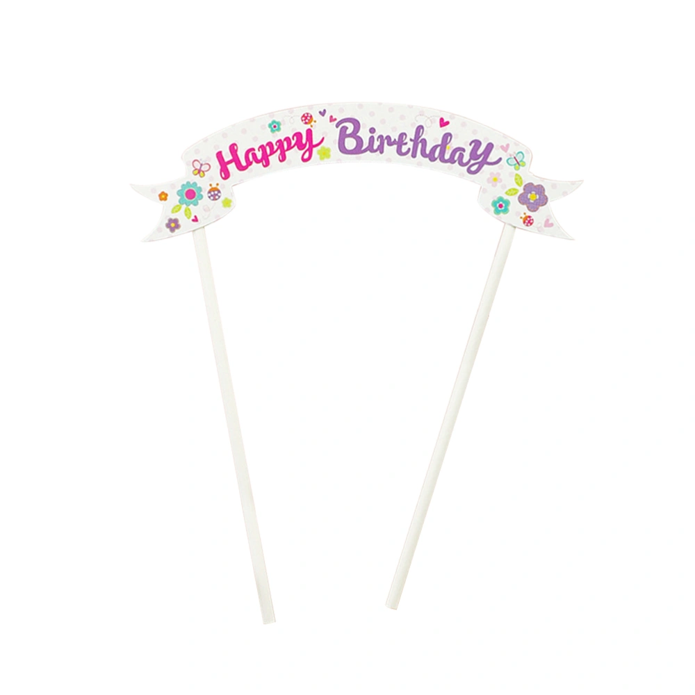 Happy Birthday Cake Topper Cake Decorations Party Supplies (Pink Flower)