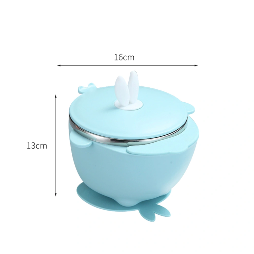 Stainless Steel Water Injection Kids Bowl Heat Preservation Baby Feeding Bowl Insulation Food Container (Blue)