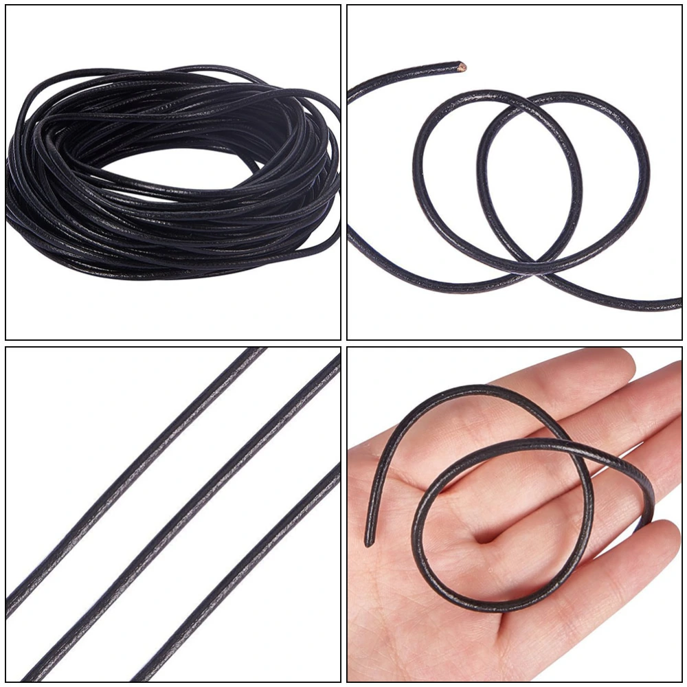 1 Roll of Jewelry Making Rope DIY Accessory Cowhide Rope Hand Woven Rope (Black)