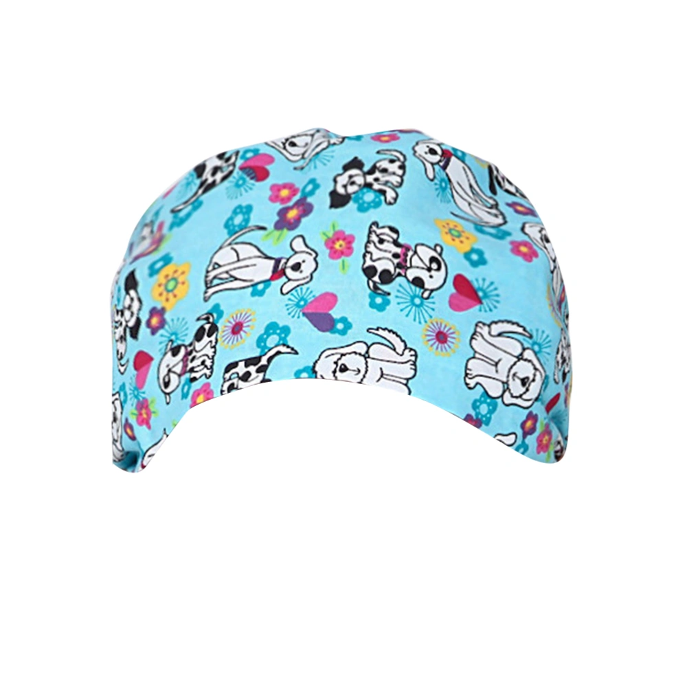 Adjustable Working Cap Fashion Dog Printed Headcloth Cotton Hat Nurse Doctor Strap Hat