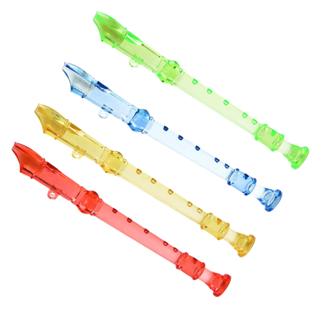 4pcs 6-Hole Mini Clarinet Transparent Flute Children Beginner Music Playing Wind Instruments (Random Color)