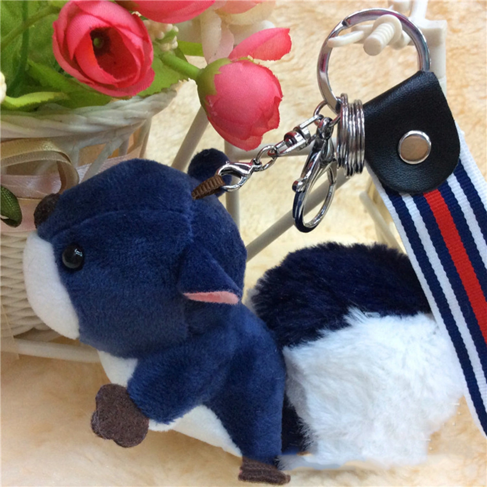 Car Key Ring Plush Animal Squirrel Keychain Ring Hanging Decoration (Dark Blue)