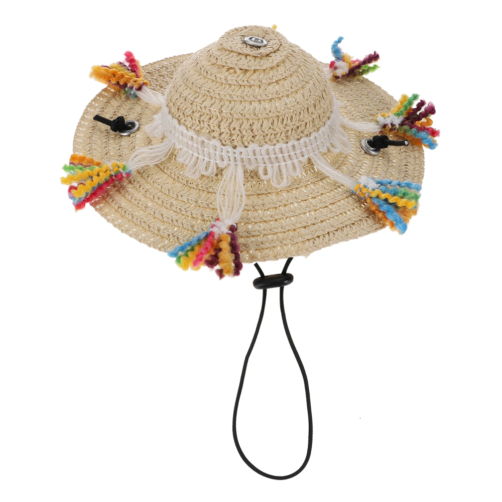 Decorative Pet Straw Hat Straw-woven Dog Hat Holiday Costume Photo Prop