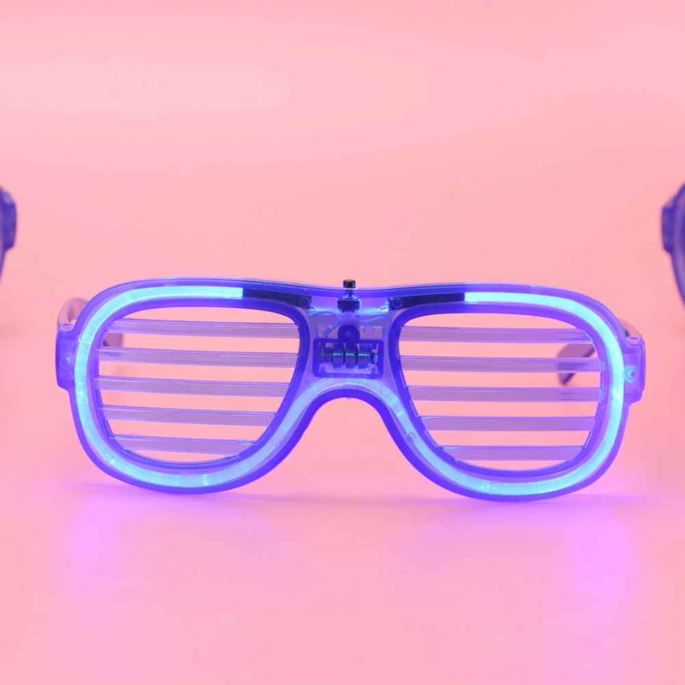 3pcs Fashion Square Shape Flashing Shutter Glasses LED Blinds Glasses Flashing Glasses Glowing Glasses for Party(Blue)