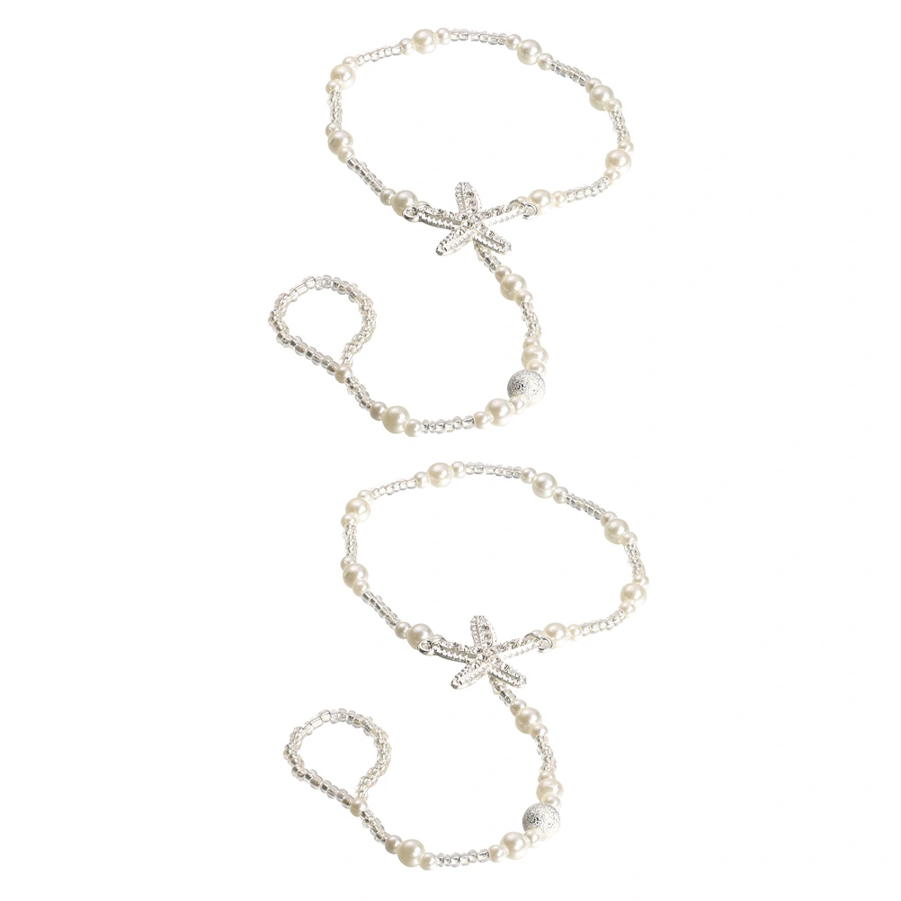 2Pcs Fashionable Ankle Chains Decorative Anklet Elastic Bride Foot Chain Jewelry