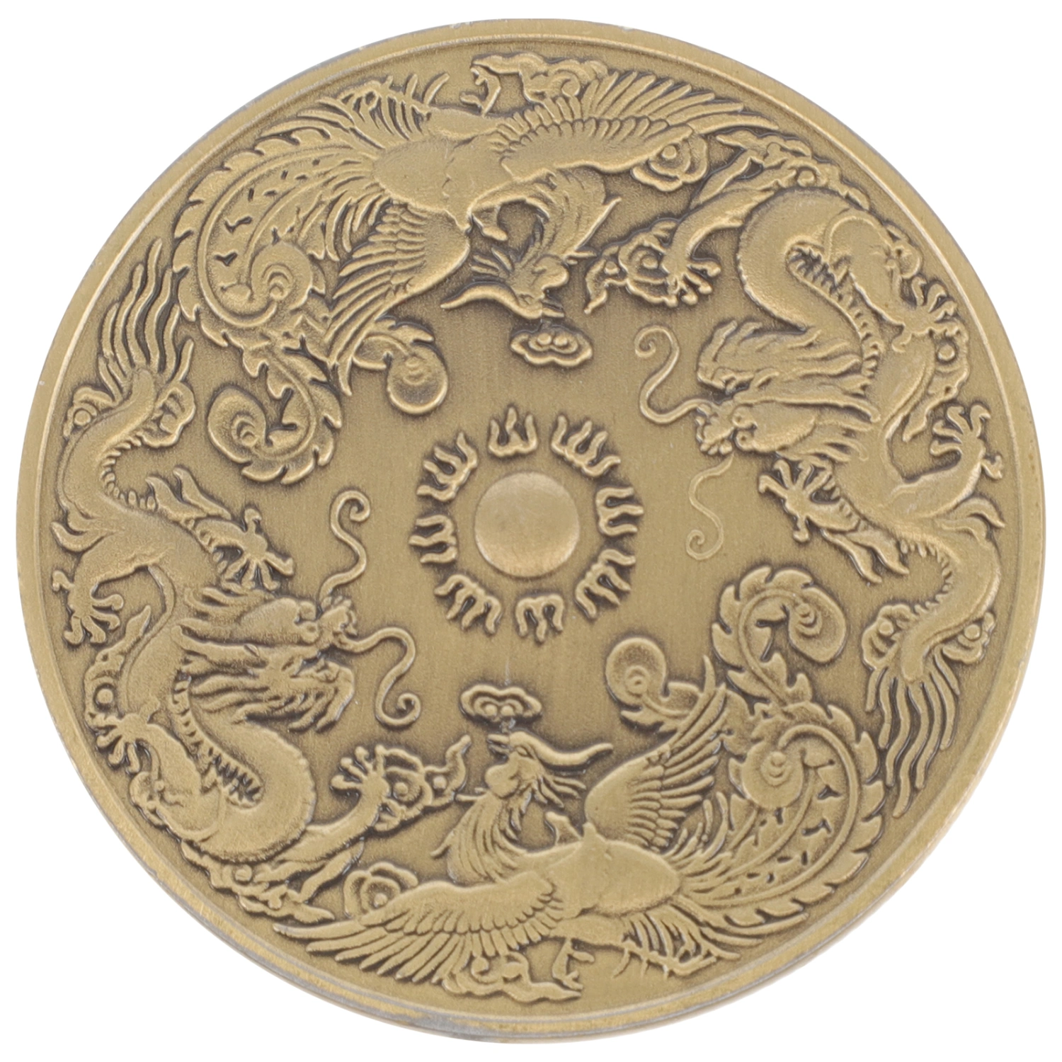 Dragon and Phoenix Pattern Commemorative Coin Iron Embossed Souvenir Coin