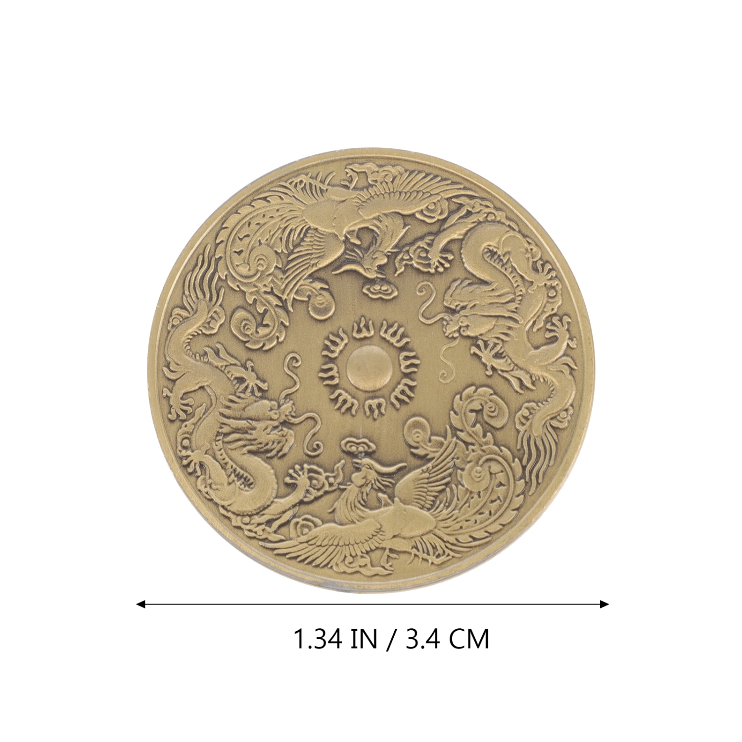 Dragon and Phoenix Pattern Commemorative Coin Iron Embossed Souvenir Coin