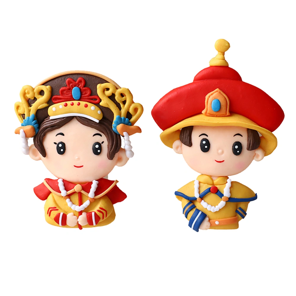 2pcs Chinese Style Emperor Empress Cupcake Ornaments Party Cake Decorations