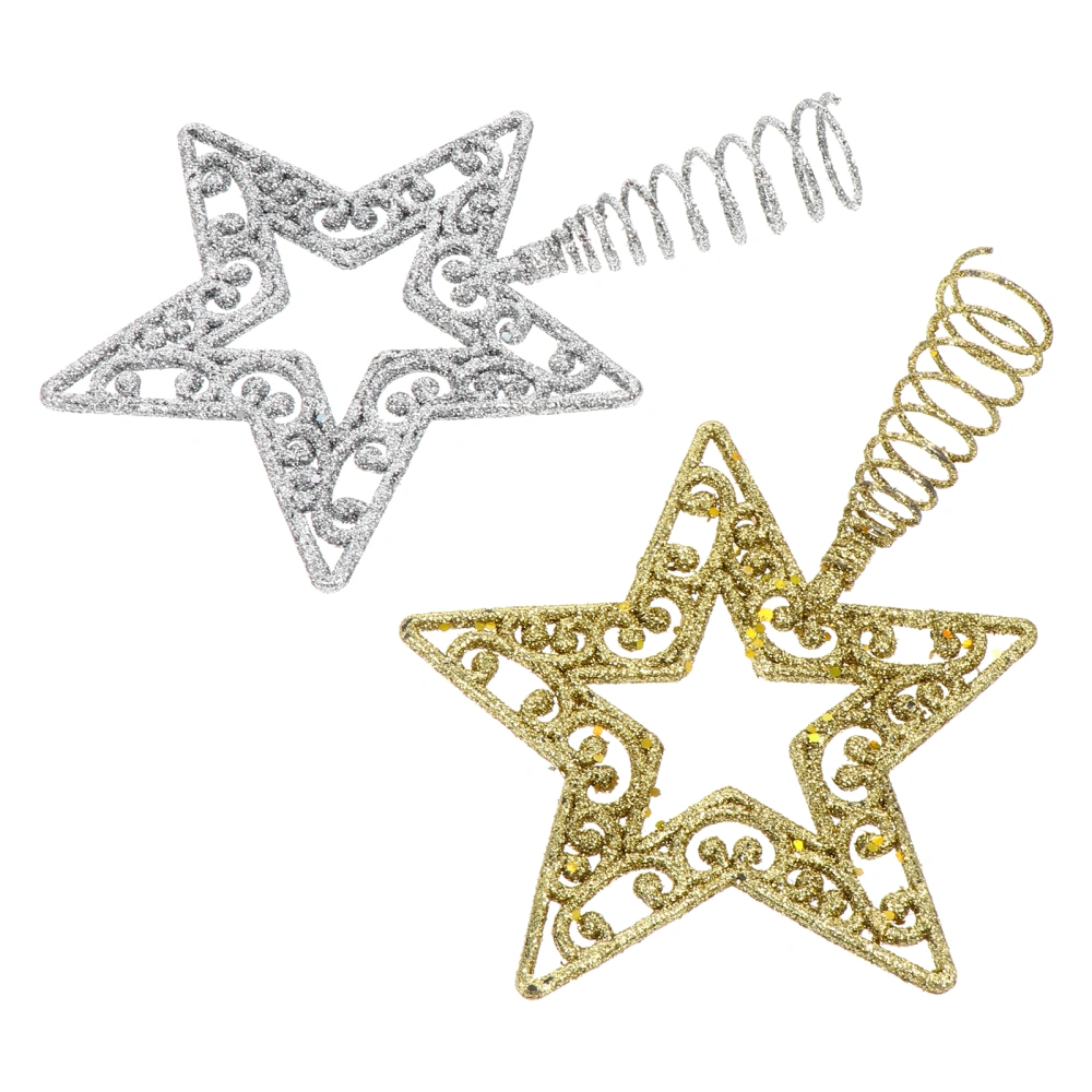 2Pcs Exquisite Ornament Christmas Tree Star Ornament Xmas Tree Decoration