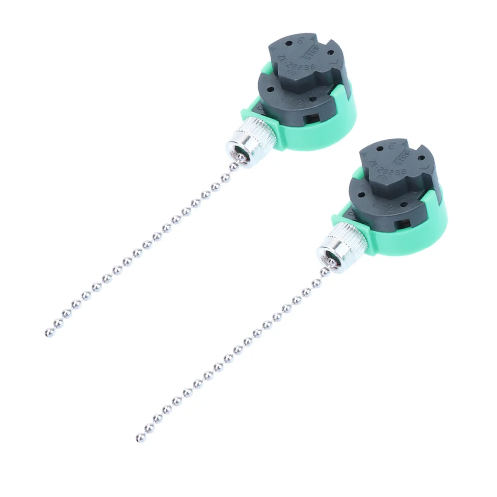 2Pcs 3 Speeds Adjustable 220V Ceiling Fan Pull Chain Switch Ceiling Fan Light Lamp Replacement Pull Cord (Green)