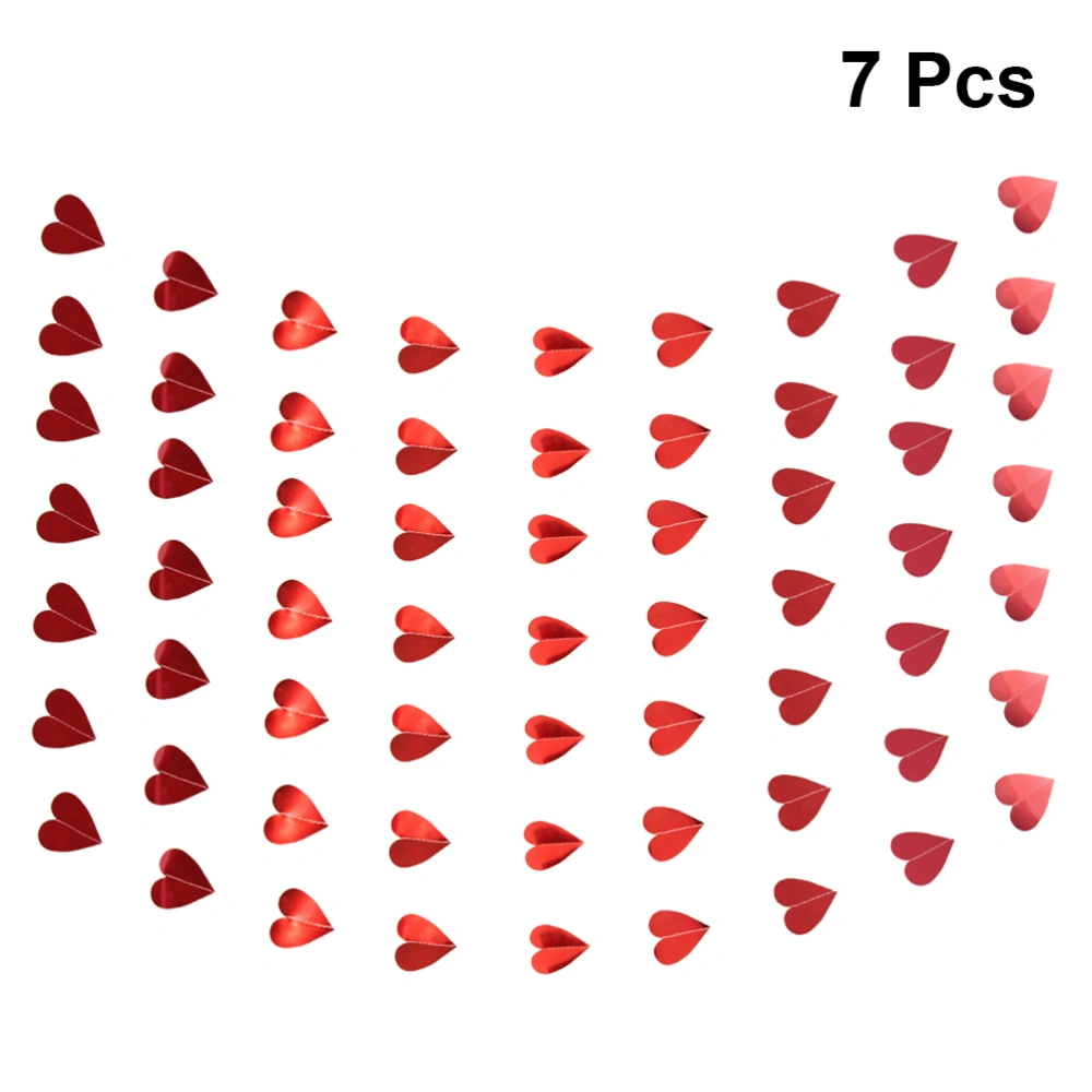 7pcs Valentine's Day Themed Banner Heart Shape Party Banner Hanging Garland  Wedding Party Pendant (9pcs Hearts Each String, 7 Strings in Total)