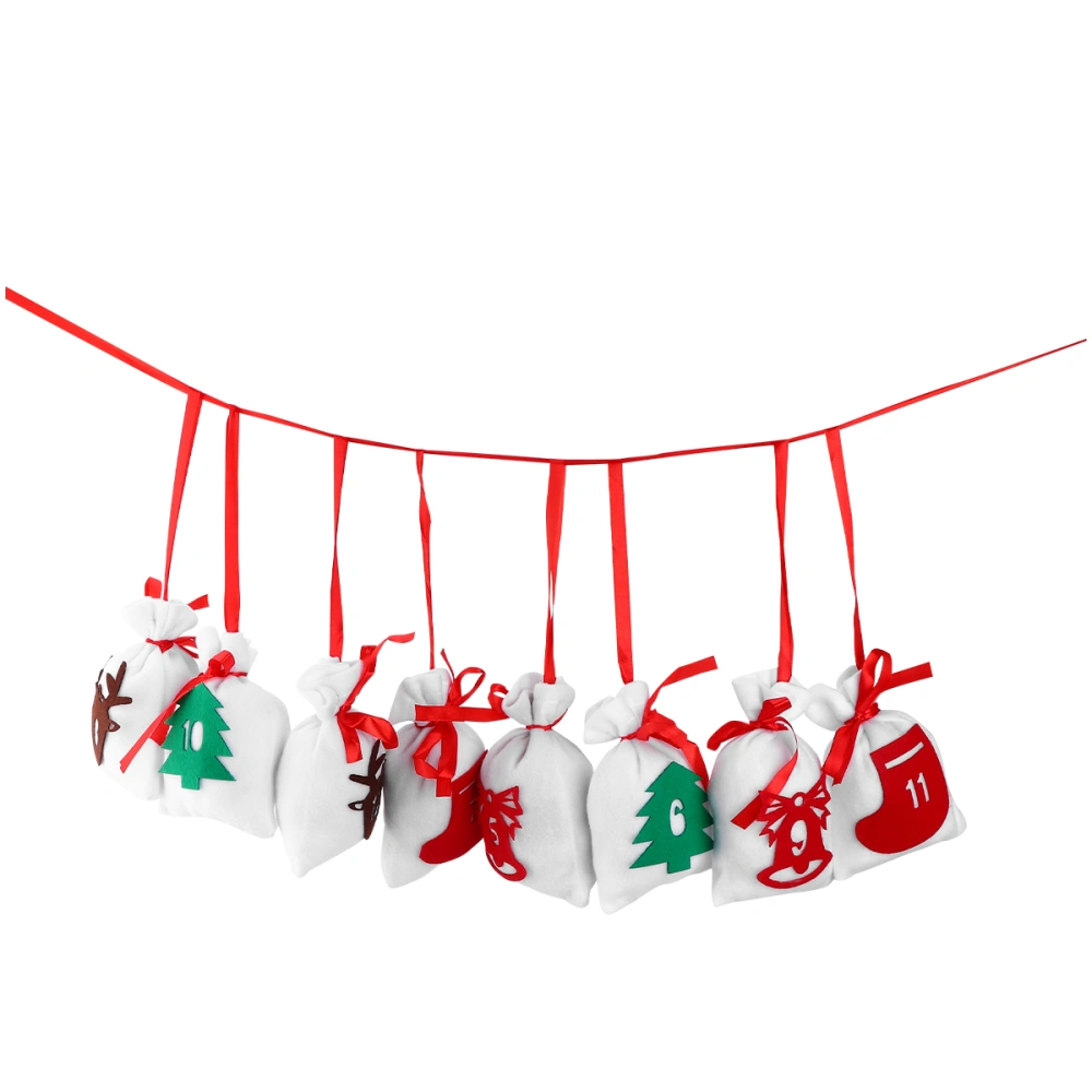 24pcs Christmas Candy Bag Drawstring Pouches Gift Bags 24 Digital Hanging Bags Snacks Storage Bag for Kids Children (Animal Model)