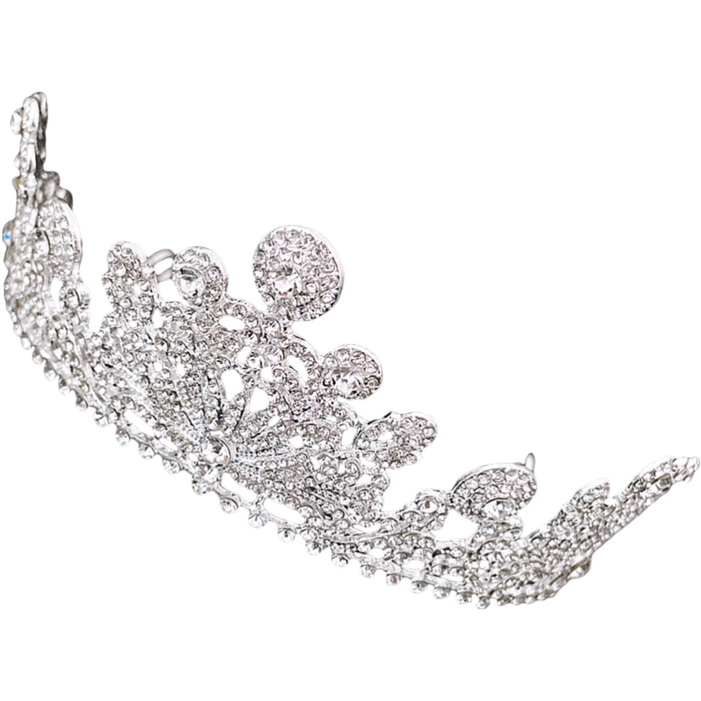 Decorative Rhinestone Headdress Crown-shaped Women Headband Wedding Headdress Decor