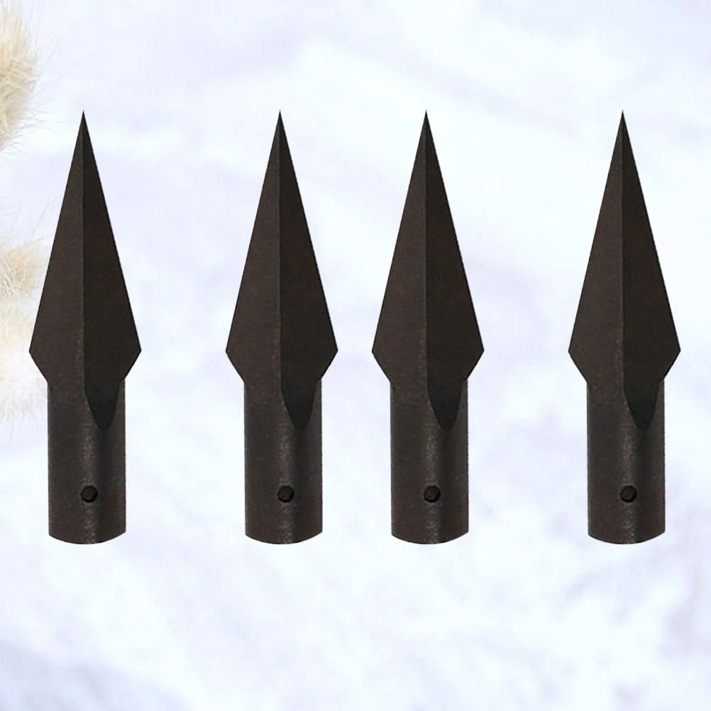 4PCS 8mm Replacement Arrowhead Retro Arrow Tips Carbon Steel Archery Accessories (Black)