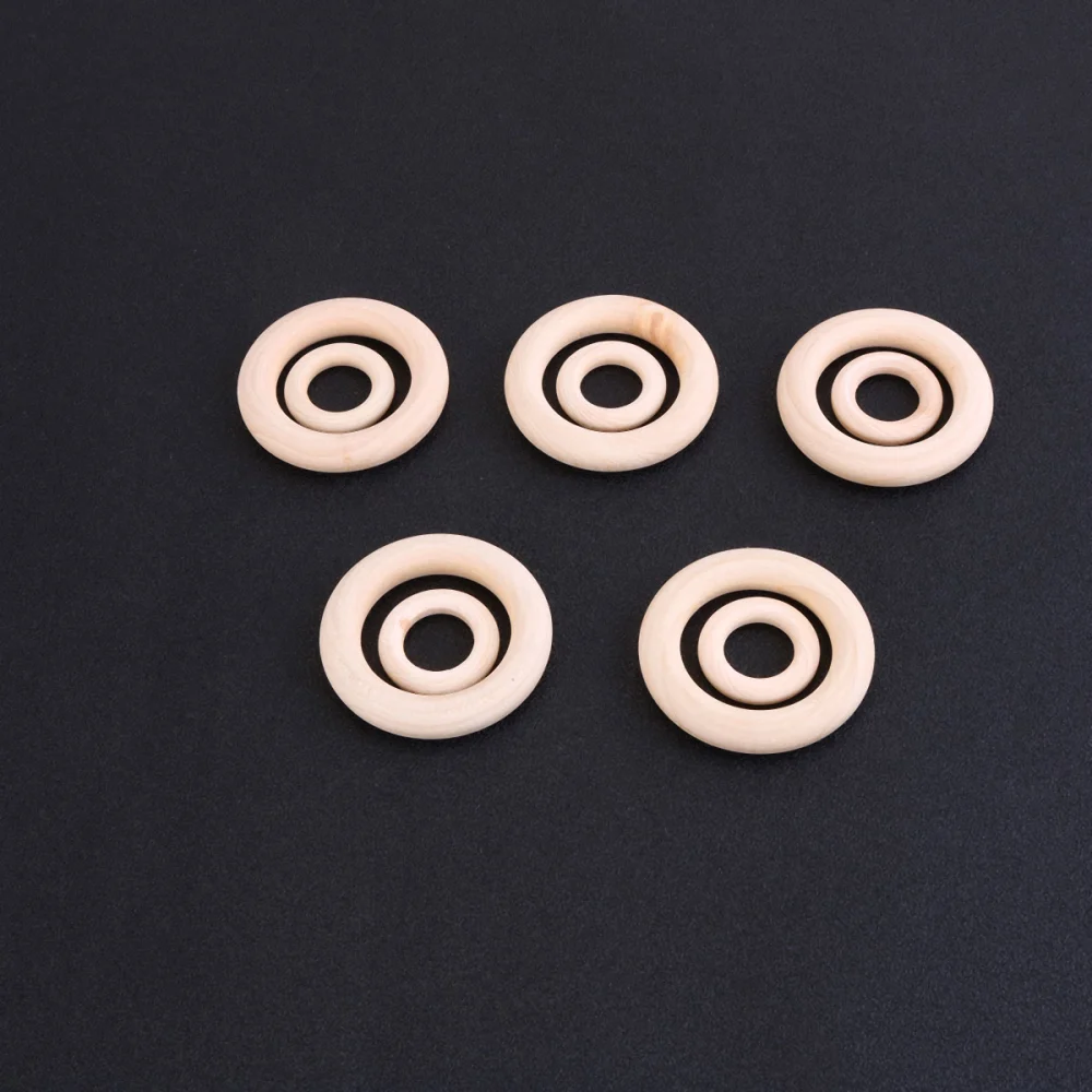 40pcs DIY Circle Natural Wooden Unfinished Rings Loop Ring Curtain Craft Accessories (30MM and 55MM for Each 20pcs)